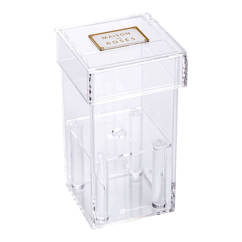 Vase, Flower Box, 3.25 x 3.25 x 6 Inch, 1-Slot, Clear, Acrylic, Tall, with Lid 1 - 1 EACH 506799