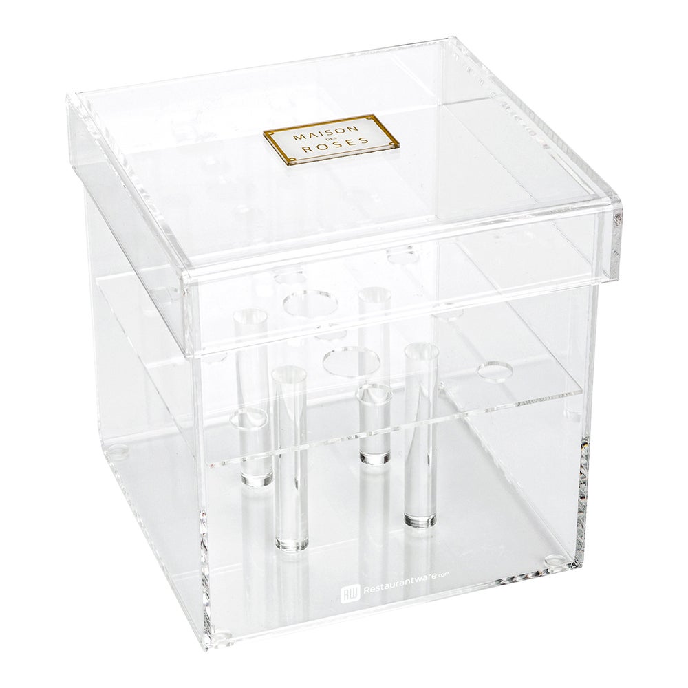 Vase, Flower Box, 6 x 6 x 6 Inch, 9-Slot, Clear, Acrylic, Square, with Lid 1 - 1 EACH 506795