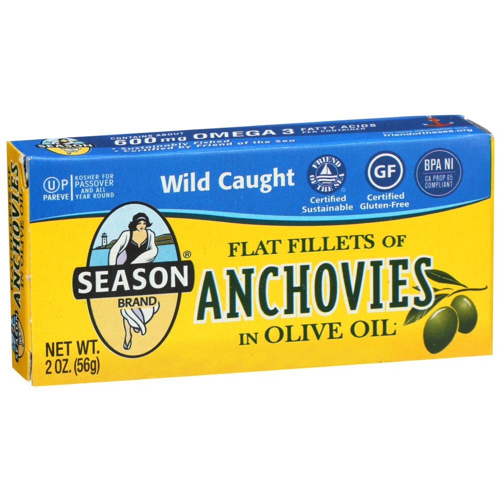 Anchovy Fillets, Flat, in Olive Oil 12 - 2 OUNCE 308557