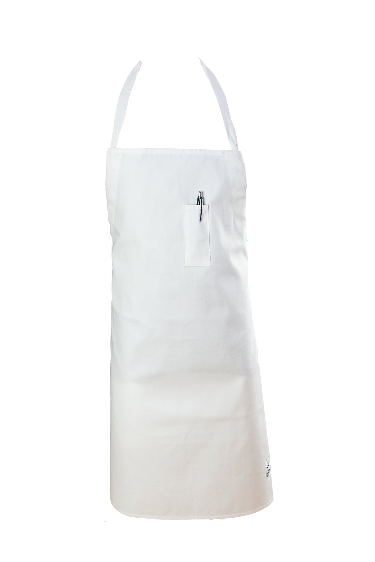 Apron, Bib, White, One Size, Poly/Cotton Blend 1 - 1 EACH 506734