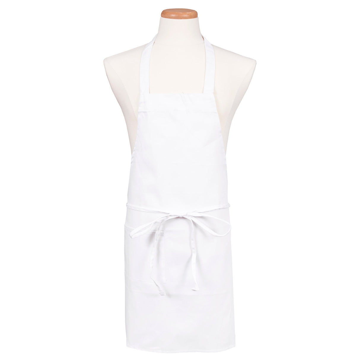 Apron, Bib, Full Length, White, One Size, Poly/Cotton Blend 1 - 1 EACH 503651