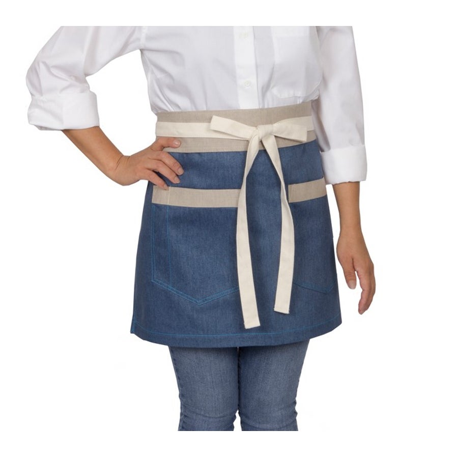 Apron, Bistro, Blue Cafe, 20 x 28 Inch, Cotton Twill, with Extra Long Ties & 2 Large Pockets 1 - 1 EACH 229385