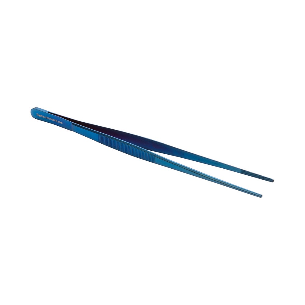 Tweezers, Straight, Short, 9.4 Inch, Titanium Blue Stainless Steel, 9.4 Linear Inch 1 - 1 EACH 287358