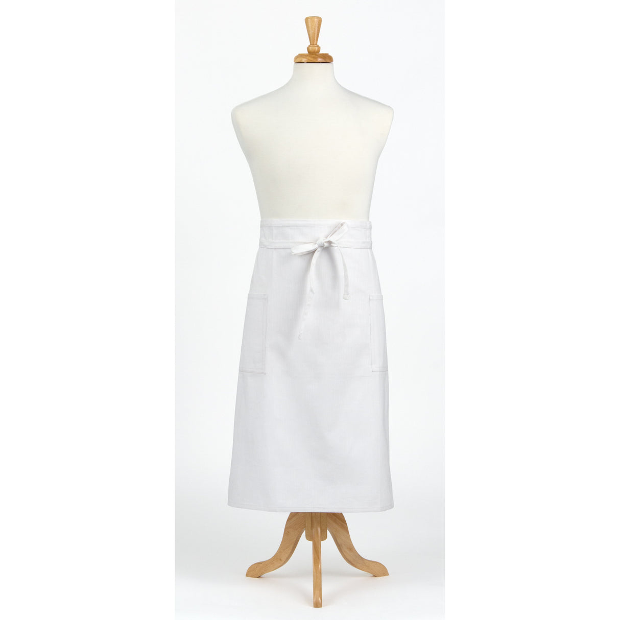 Apron, Bistro, White, 29 x 31.5 Inches, Cotton Denim, with Extra Long Ties & 2 Oversized Pockets 1 - 1 EACH 229419