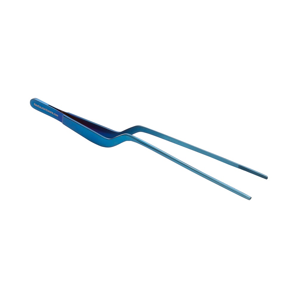 Tweezers, Offset, 7.9 Inch, Titanium Blue Stainless Steel, 7.9 Linear Inch 1 - 1 EACH 287357