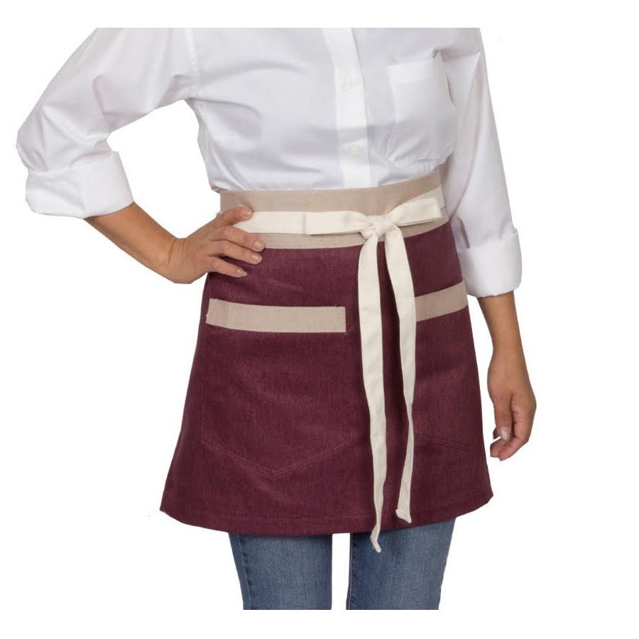 Apron, Bistro, Burgundy Cafe, 20 x 28 Inch, Cotton Twill, with Extra Long Ties & 2 Large Pockets 1 - 1 EACH 229383