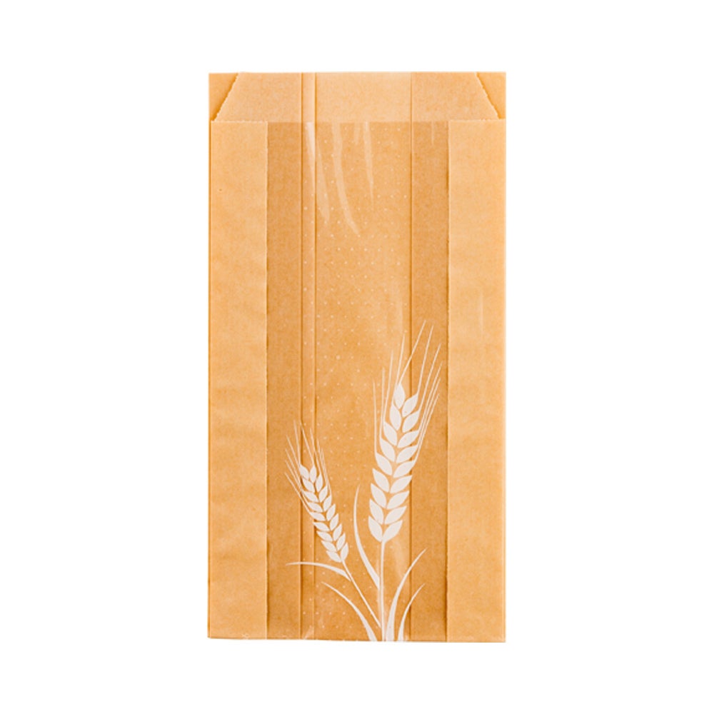 Bags, Bread, 4.5 x 2.5 x 8.5 Inch, Paper, Brown with Wheat Pattern 1 - 100 COUNT 267965