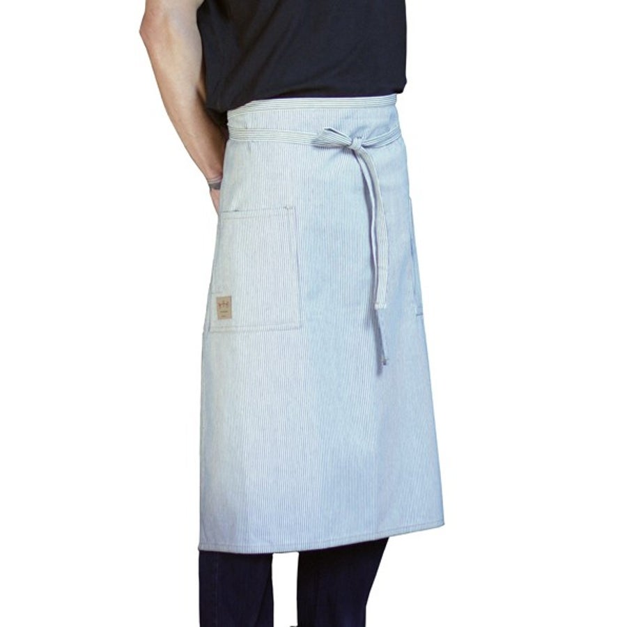 Apron, Bistro, White/Black Railroad Stripe, 29 x 31.5 Inches, Cotton Denim, with Extra Long Ties & 2 Oversized Pockets 1 - 1 EACH 229417