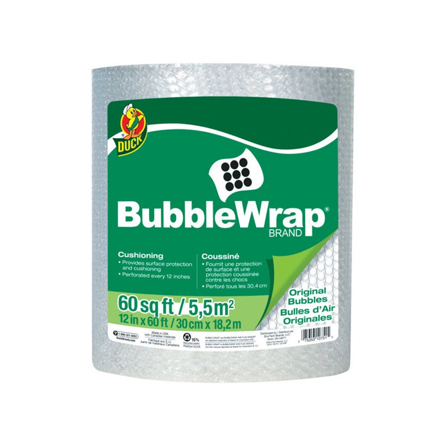 Wrap, Bubble, 12 Inch x 60 Foot, Clear Polyethylene 1 - 60 FOOT