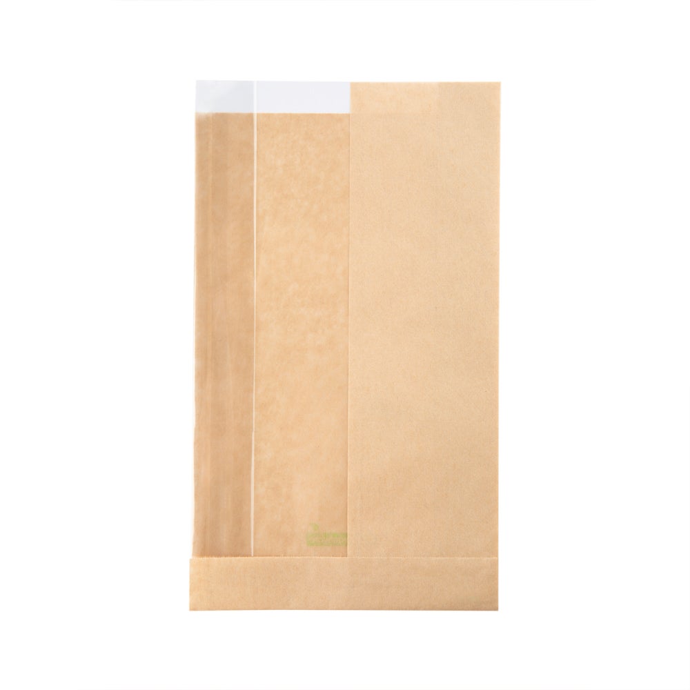 Bags, Bread, 3.75 x 2.75 x 8.5 Inch, Paper, Kraft, with Window, Small 1 - 100 COUNT 868295