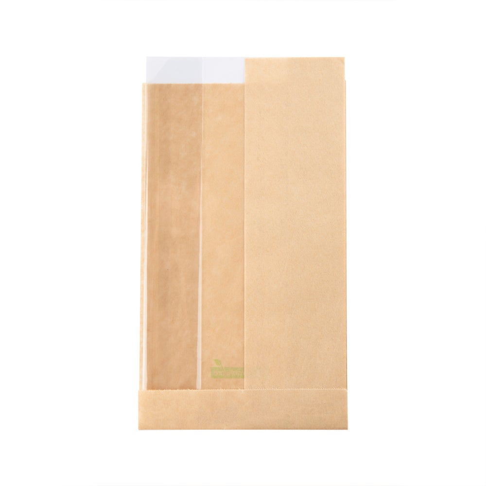 Bags, Bread, 6 x 2.75 x 11.5 Inch, Paper, Kraft, with Window, Large 1 - 100 COUNT 868293