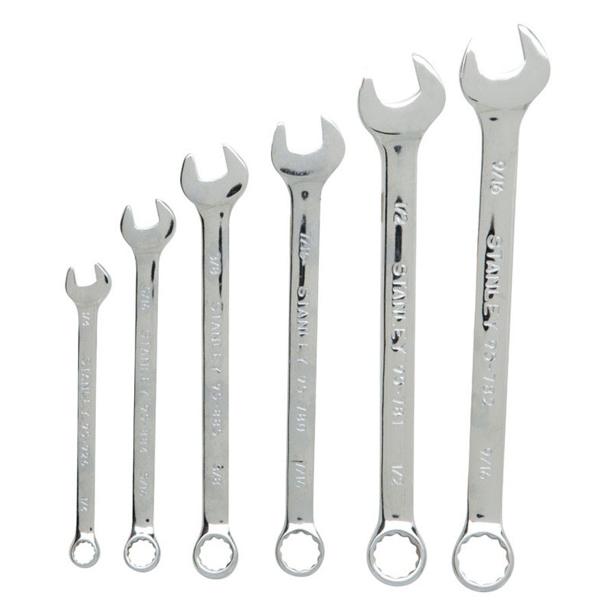 Wrench Set, Combination, SAE, Chrome Vanadium Steel 1 - 6 PIECE