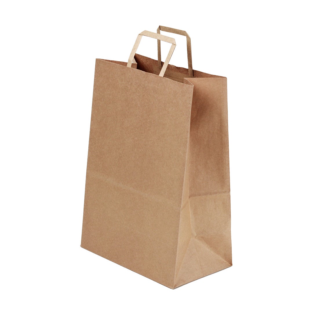 Bags, Grocery, 12 x 7 x 17 Inch, Paper, Brown, with Handles 1 - 100 COUNT 856359