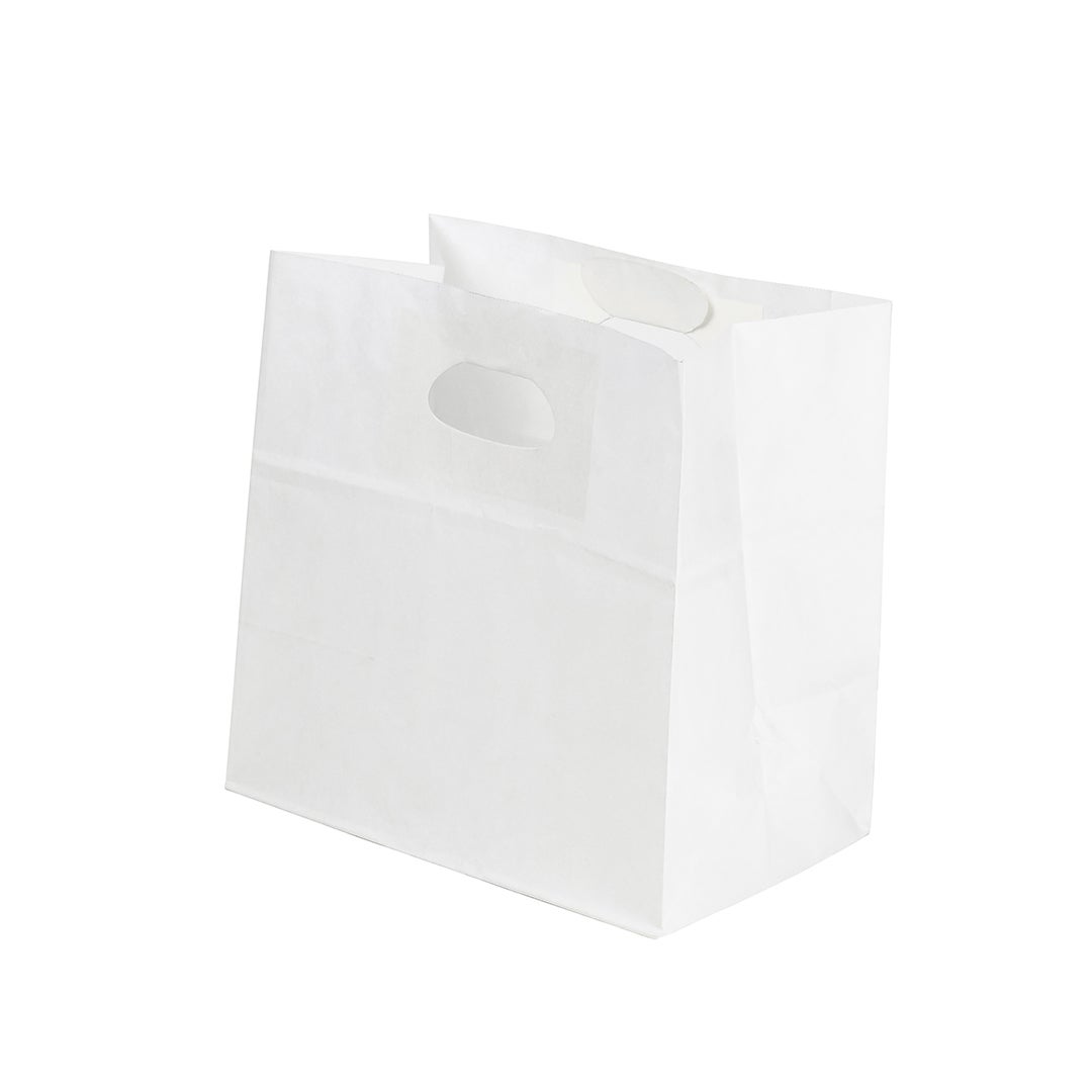 Bags, 11 x 7 x 11 Inch, Paper, White, with Handle 1 - 100 COUNT 856355