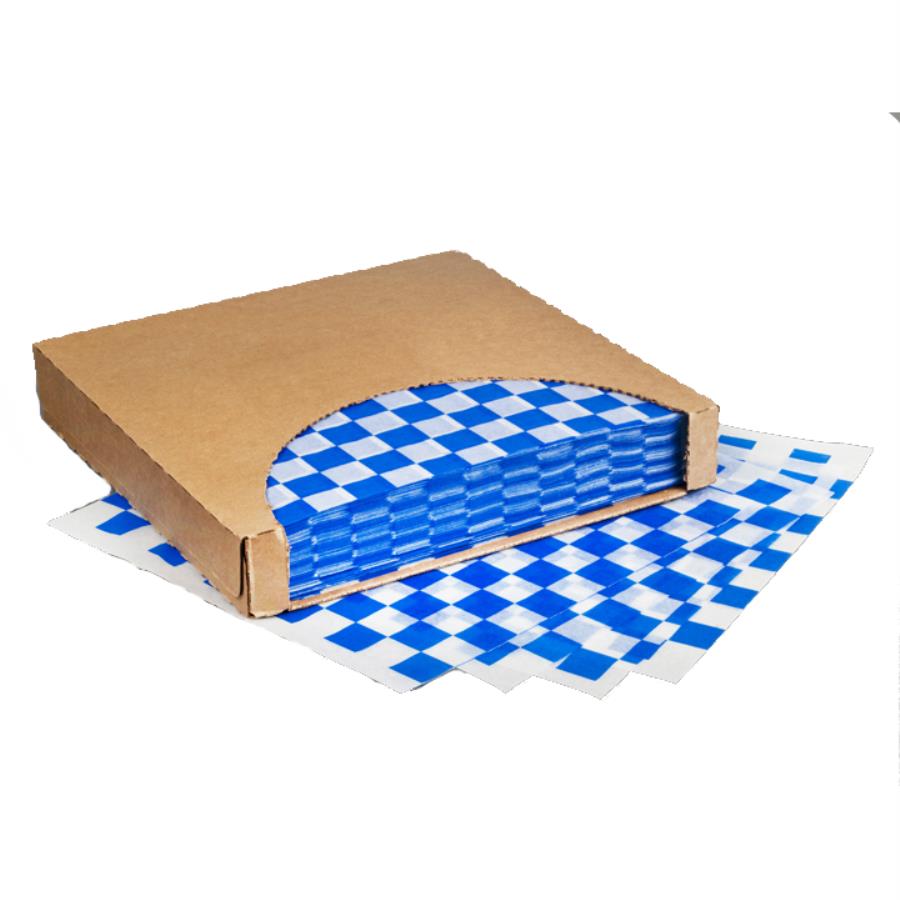 Wraps, Deli, 12 x 12 Inch, Dry-Waxed Paper, Blue Checker 5000 - 1 EACH