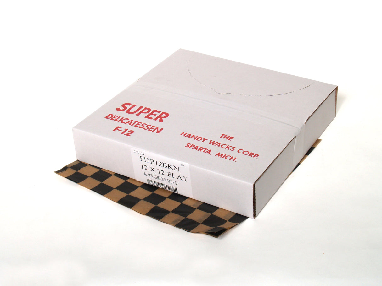 Wraps, Deli, 12 x 12 Inch, Black Checker, Flat 6 - 1000 COUNT