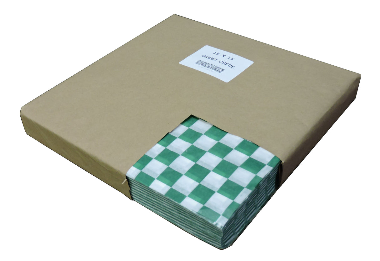 Wraps, Deli, 15 x 15 Inch, Green Checker 3 - 1000 COUNT 969119