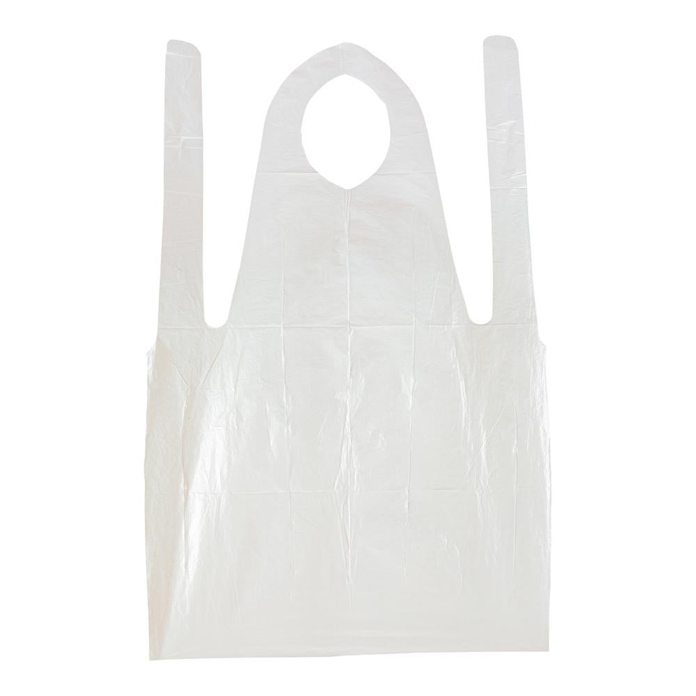 Aprons, White, 42 x 27.5 Inch, Plastic 1 - 100 COUNT 174821