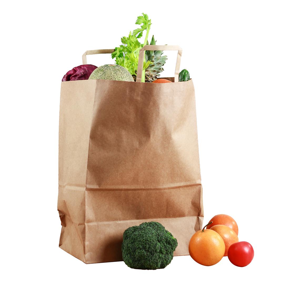 Bags, Grocery, 12 x 7 x 17 Inch, Paper, Kraft, with Handles 1 - 20 COUNT 175556