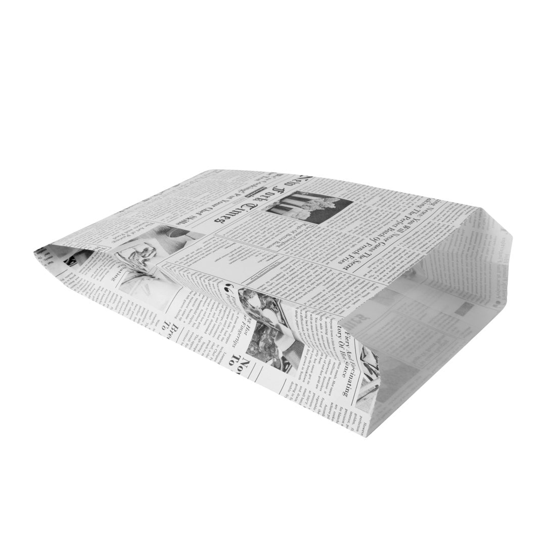 Bags, French Fry, 4.25 x 6.25 Inch, Paper, White, Newsprint 1 - 100 COUNT 253673