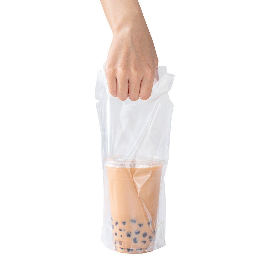 Bags, Beverage Carrier, 1 Cup 6.25 x 3.25 x 11 Inch, Plastic, Clear, Biodegradable 1 - 100 COUNT 253519