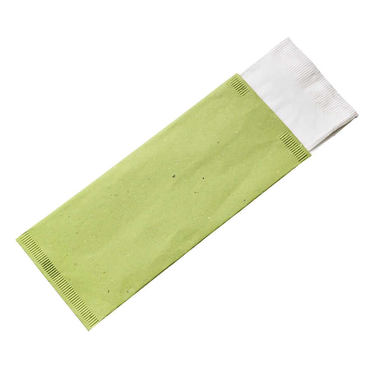 Bags, Cutlery, 4.3 x 10 Inch, Paper, Green, with White Napkin 1 - 500 COUNT 311802