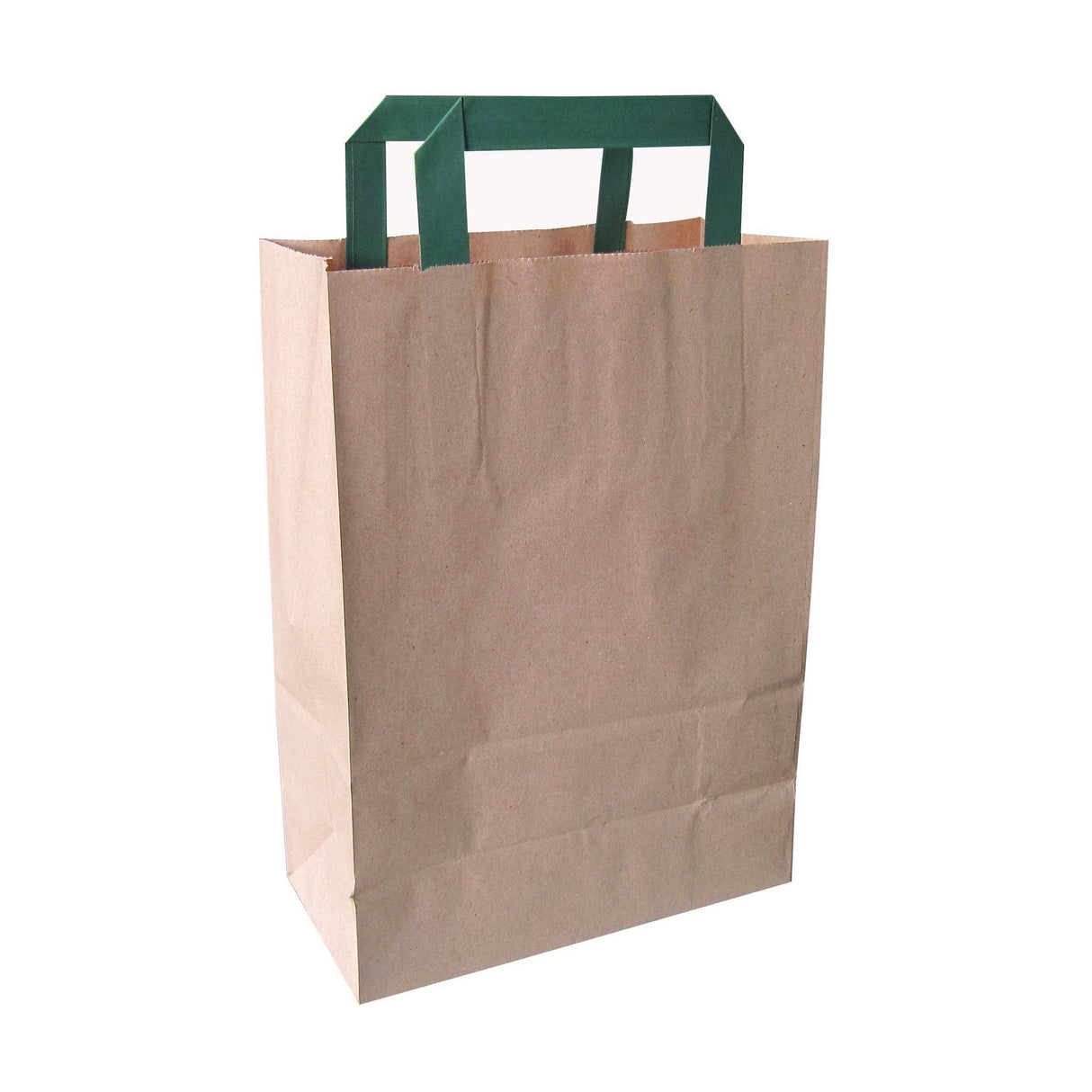 Bags, 11 x 4 x 7.9 Inch, Paper, Kraft, with Green Handles 1 - 250 COUNT 311732