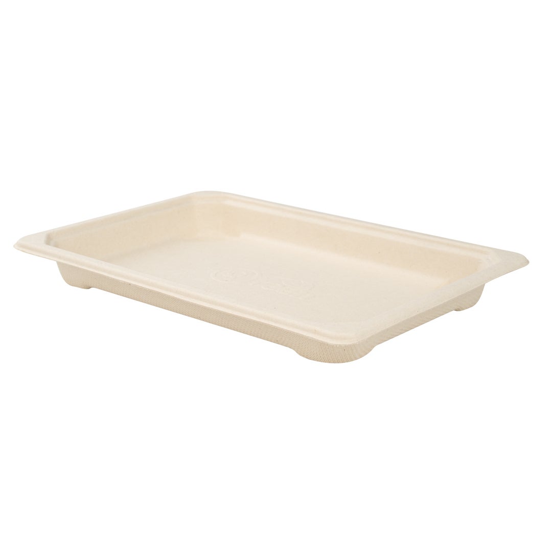 Trays, Sushi, 7.25 x 5 x 0.75 Inch, Paper, Natural, Rectangular, Sugarcane Bagasse 1 - 100 COUNT 315828