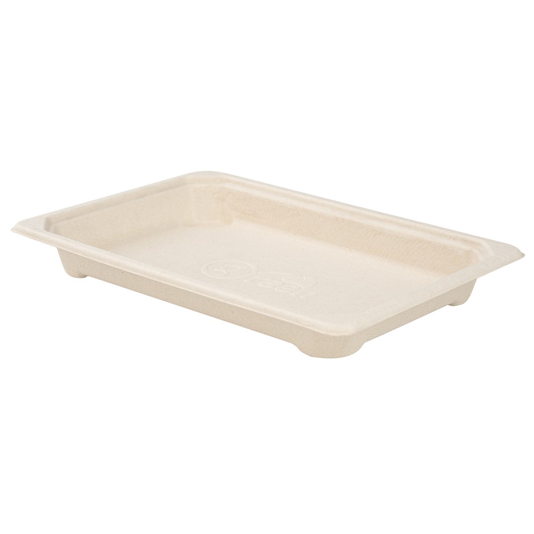 Trays, Sushi, 6.50 x 4.50 x 0.75 Inch, Paper, Natural, Rectangular, Sugarcane Bagasse 1 - 100 COUNT 315829