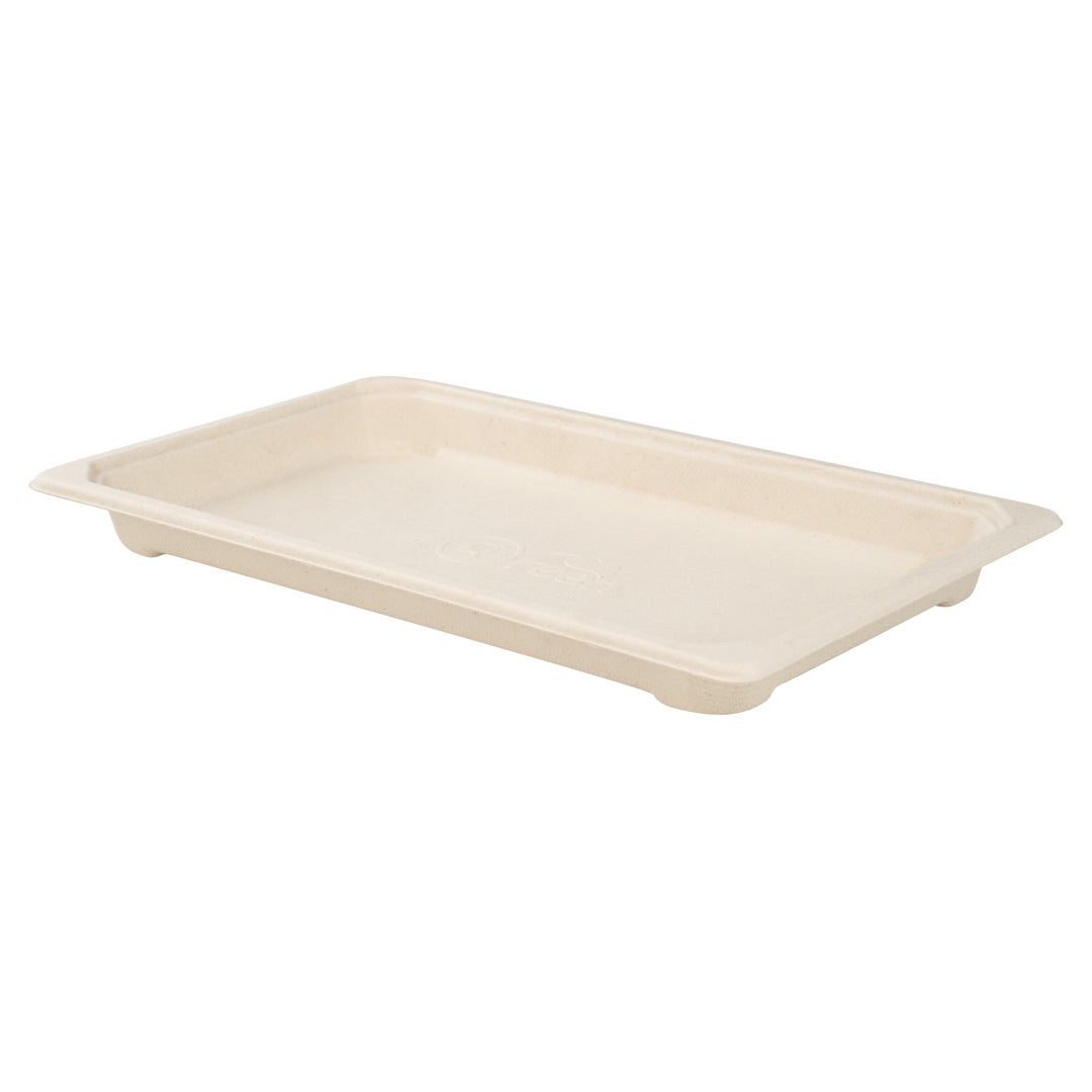 Trays, Sushi, 8.50 x 5.25 x 0.75 Inch, Paper, Natural, Rectangular, Sugarcane Bagasse 1 - 100 COUNT 315827