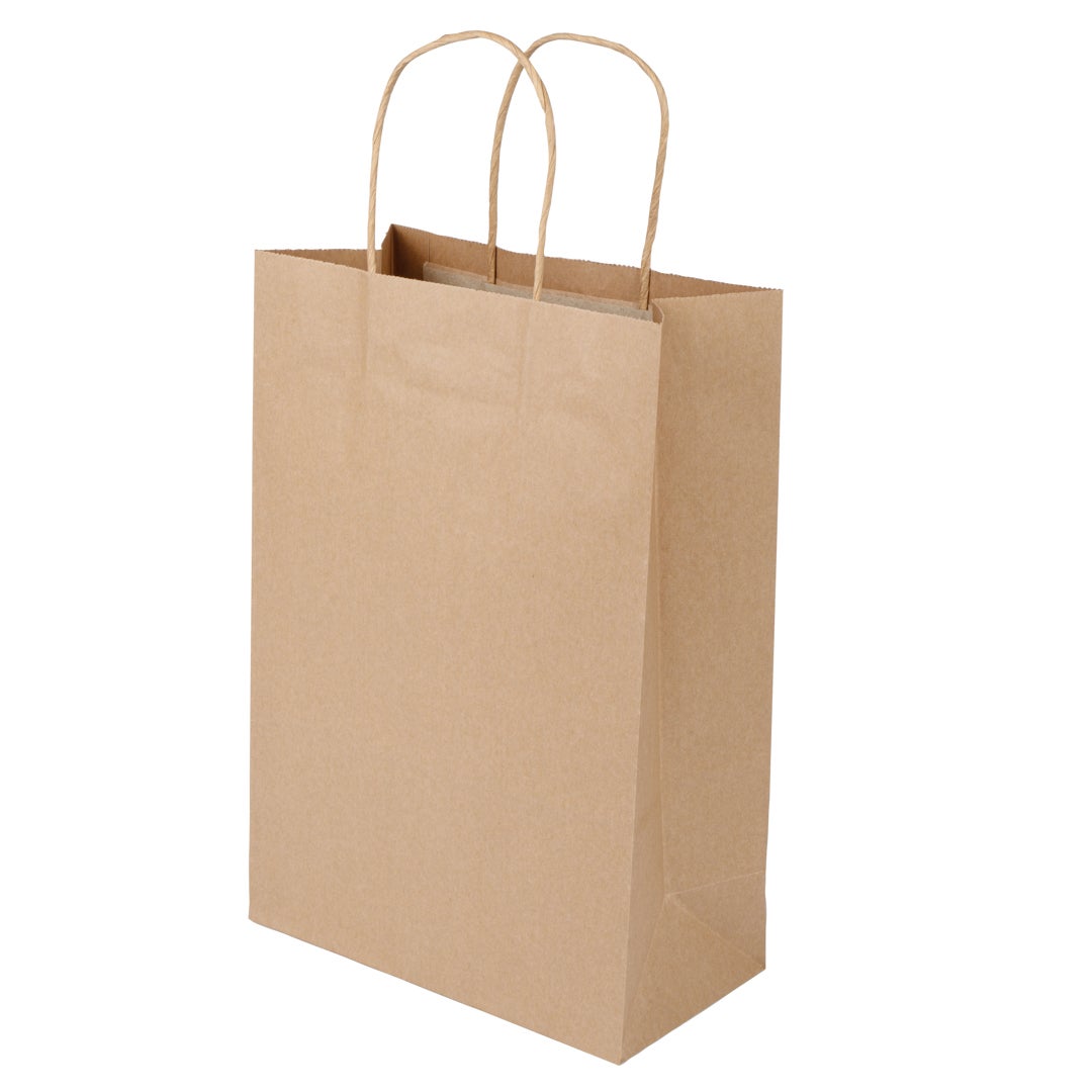 Bags, 7.75 x 4 x 11.5 Inch, Paper, Kraft, with Handles 1 - 100 COUNT 322994