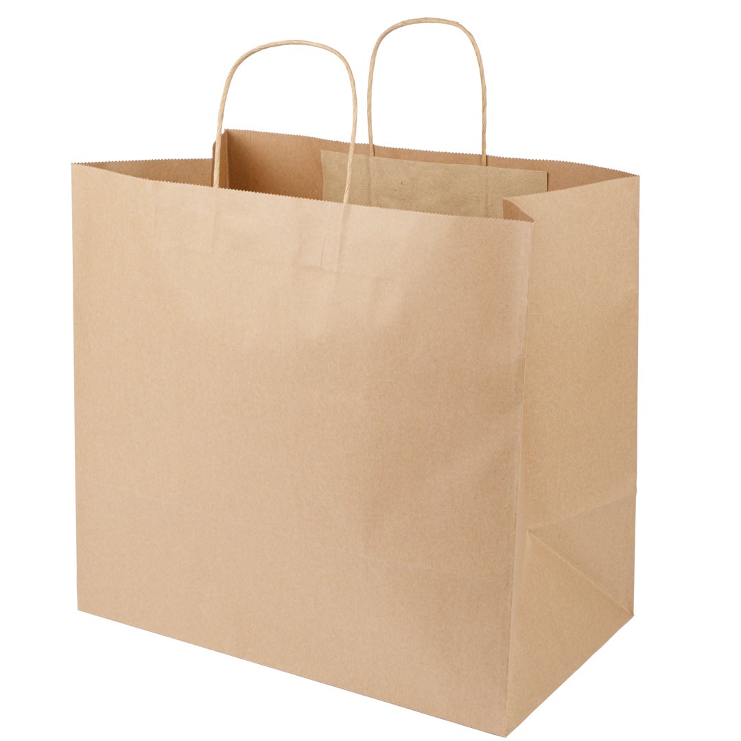 Bags, 14.25 x 8.25 x 13.25 Inch, Paper, Kraft, with Handles 1 - 100 COUNT 322995