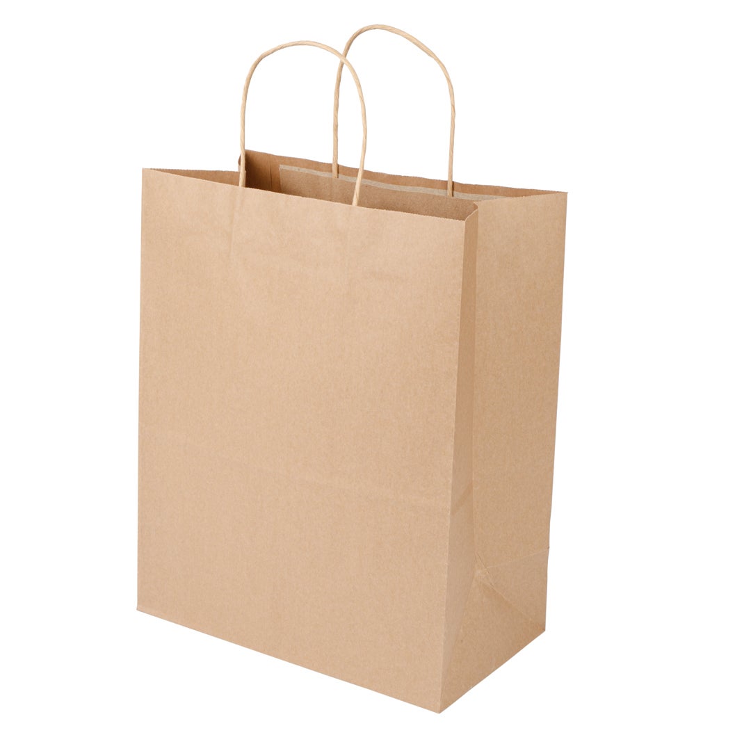 Bags, 10.25 x 5.5 x 12.5 Inch, Paper, Kraft, with Handles 1 - 100 COUNT 322993