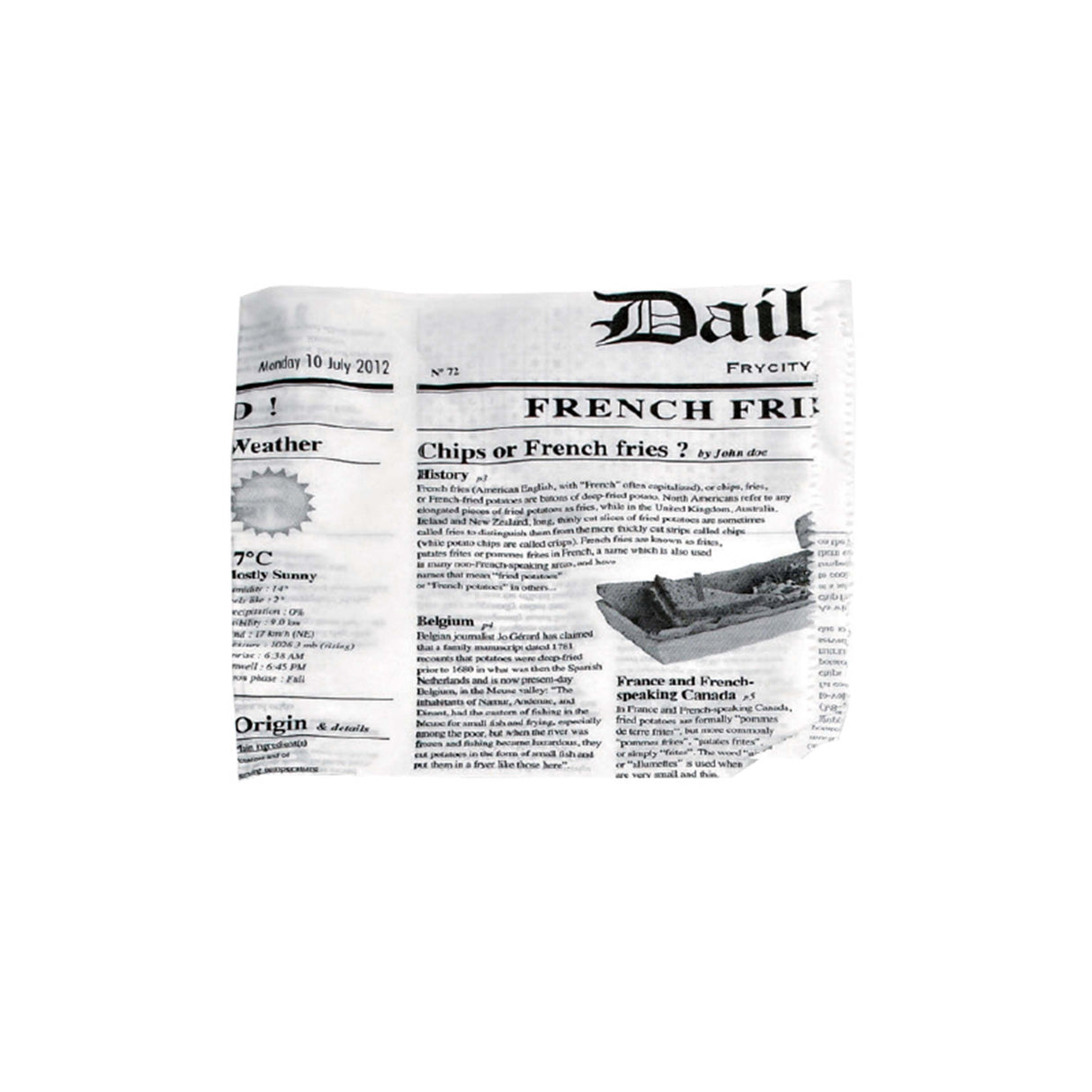 Bags, 6.7 x 6.7 Inch, White, Newspaper Design, Opens on 2 Sides 8 - 1000 COUNT 311747