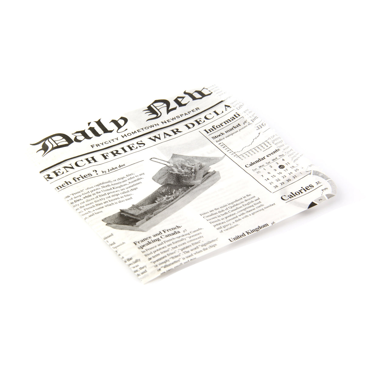 Bags, 6.7 x 6.7 Inch, White, Newspaper Design, Opens on 2 Sides 1 - 1000 COUNT 311853