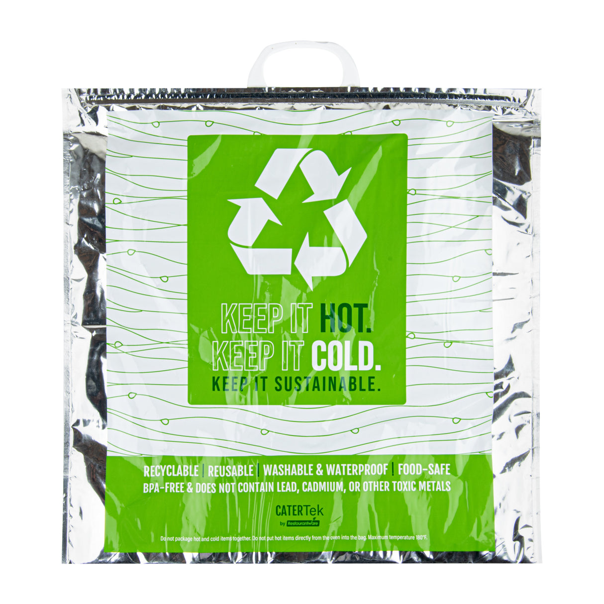 Bag, Thermal, Cater Tek 20 x 7 x 20 Inch, Insulated, Green & Silver, Plastic 1 - 1 EACH 472793