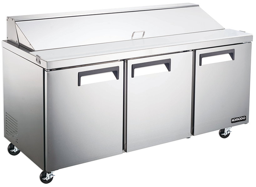 Unit, Sandwich Preparation, 72 Inch, Refrigerated, Stainless Steel Exterior, contains Recessed Handles/Adjustable, includes Casters 1 - 1 EACH 539106