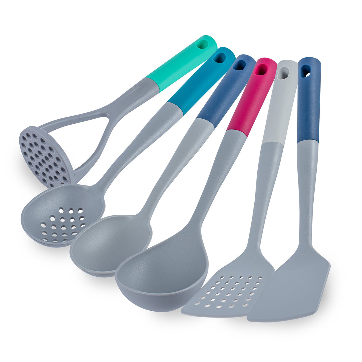 Utensil Sets, High Heat Cooking, Met Lux 6-Piece, Nylon, Gray, Assorted Color Handle 10 - 1 EACH 546443