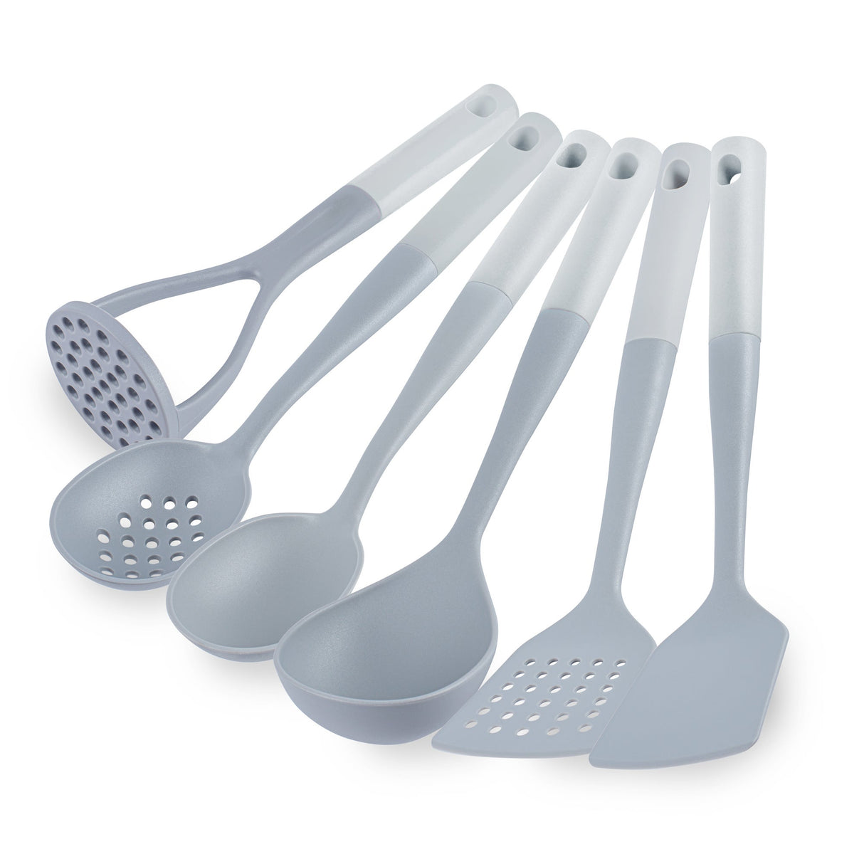 Utensil Set, High Heat Cooking, Met Lux 6-Piece, Nylon, Gray, White Handle 1 - 6 PIECE 547108