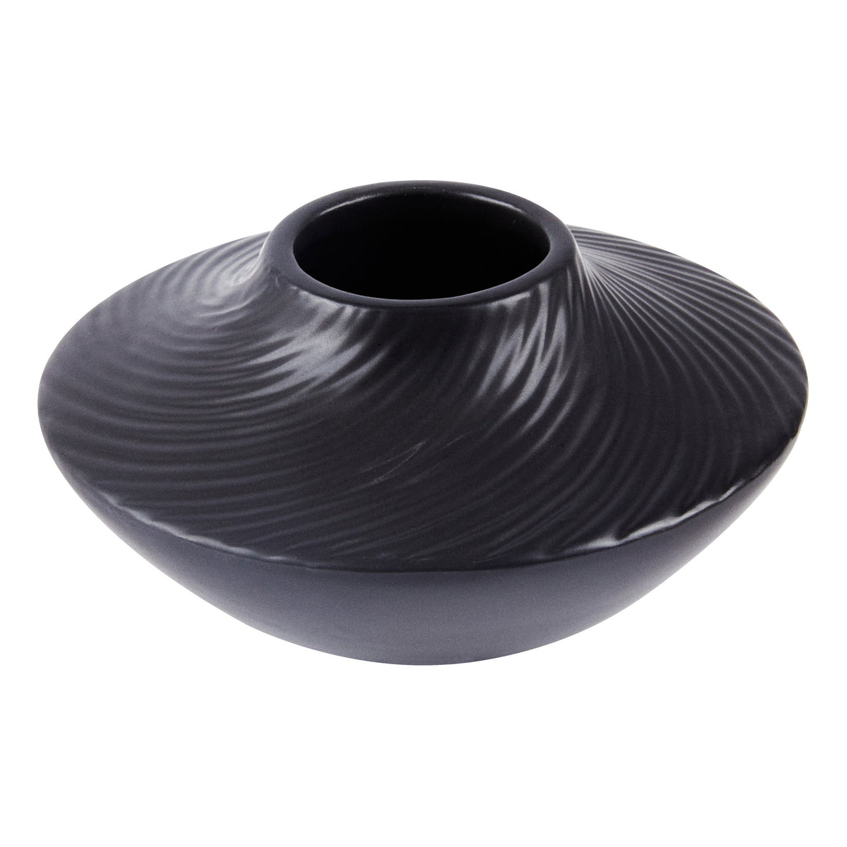 Vase, Table Art, 5.25 x 5.25 x 2.75 Inch, Ceramic, Black, Swirl Shape 1 - 1 EACH 548469